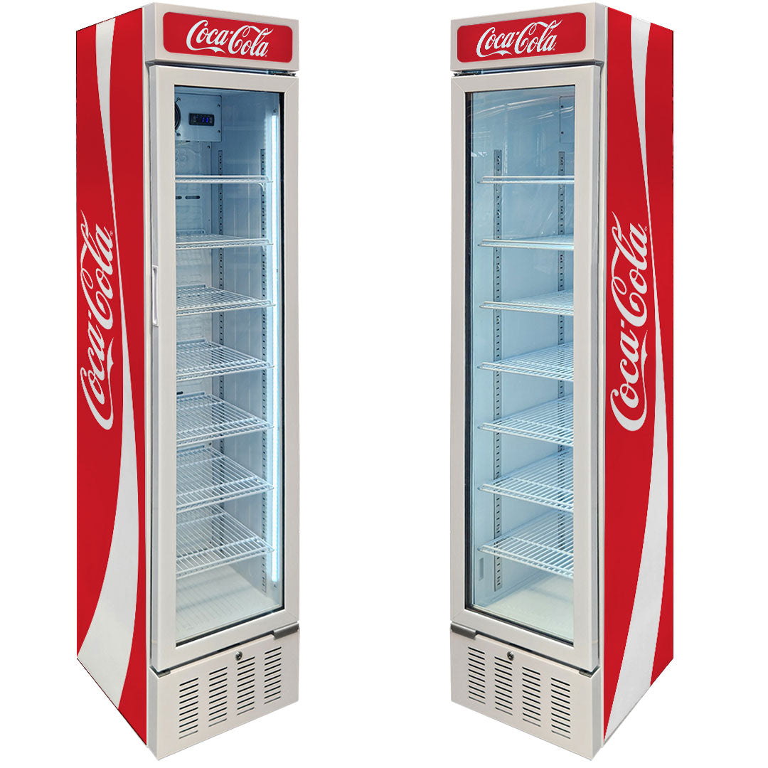Coca-Cola Coca Cola Skinny White Upright Glass Door Bar Fridge | Retrocade