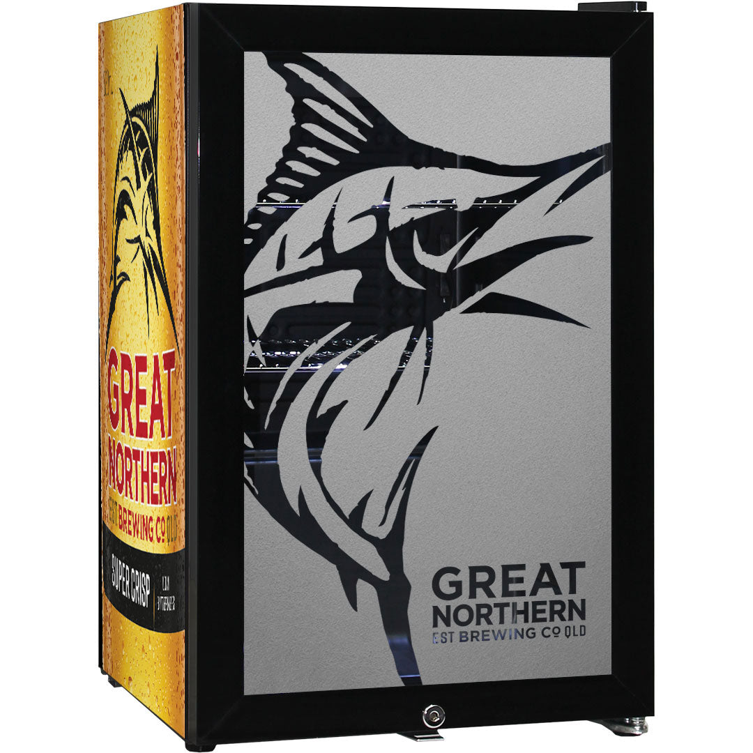 great northern Great Northern Super Crisp Branded Glass Door Bar Fridge With Cool Frosted Door Logo - Model SC70-B-CRISP | Retrocade - Image 2