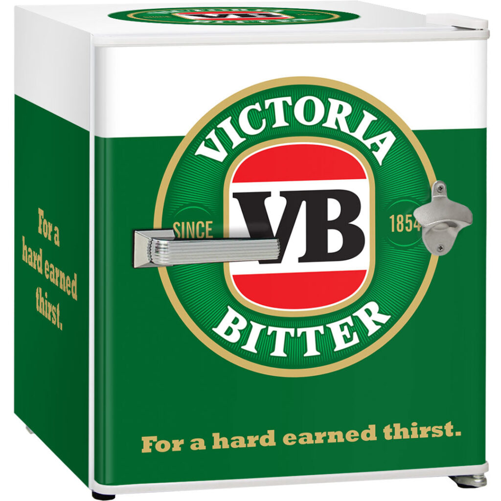 victoria bitter VB Retro Mini Bar Fridge 46Litre - Model BC46W-VB-V1 | Retrocade