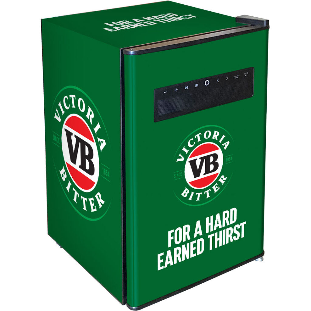 victoria bitter VB Blue Tooth Speaker Disco Bar Fridge - Model BC70B-BTS-VB-V1 | Retrocade