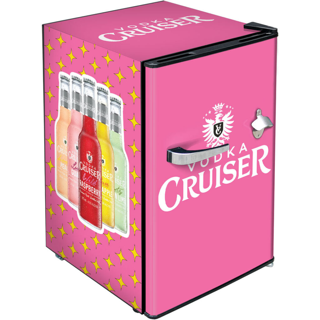 vodka cruiser Vodka Cruiser Official Designed Mini Bar Fridge 70 Litre Schmick Brand With Opener - Model BC70B-VC | Retrocade