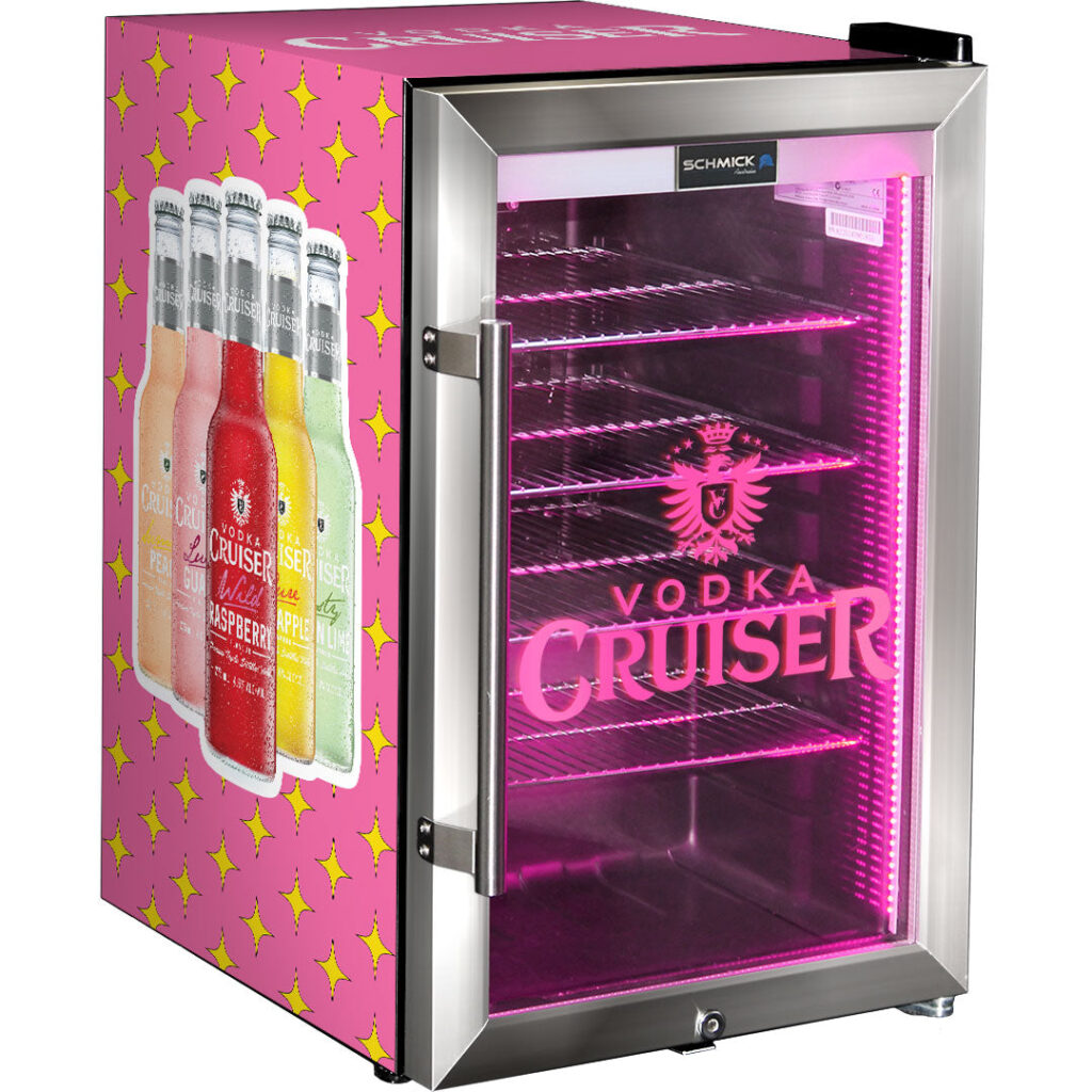 vodka cruiser SCRATCH & DENT - Vodka Cruiser branded bar fridge, Great gift idea! Great Entertaining Room Or Man Cave Item - Model SD-BA353-SC70-SS-VC | Retrocade