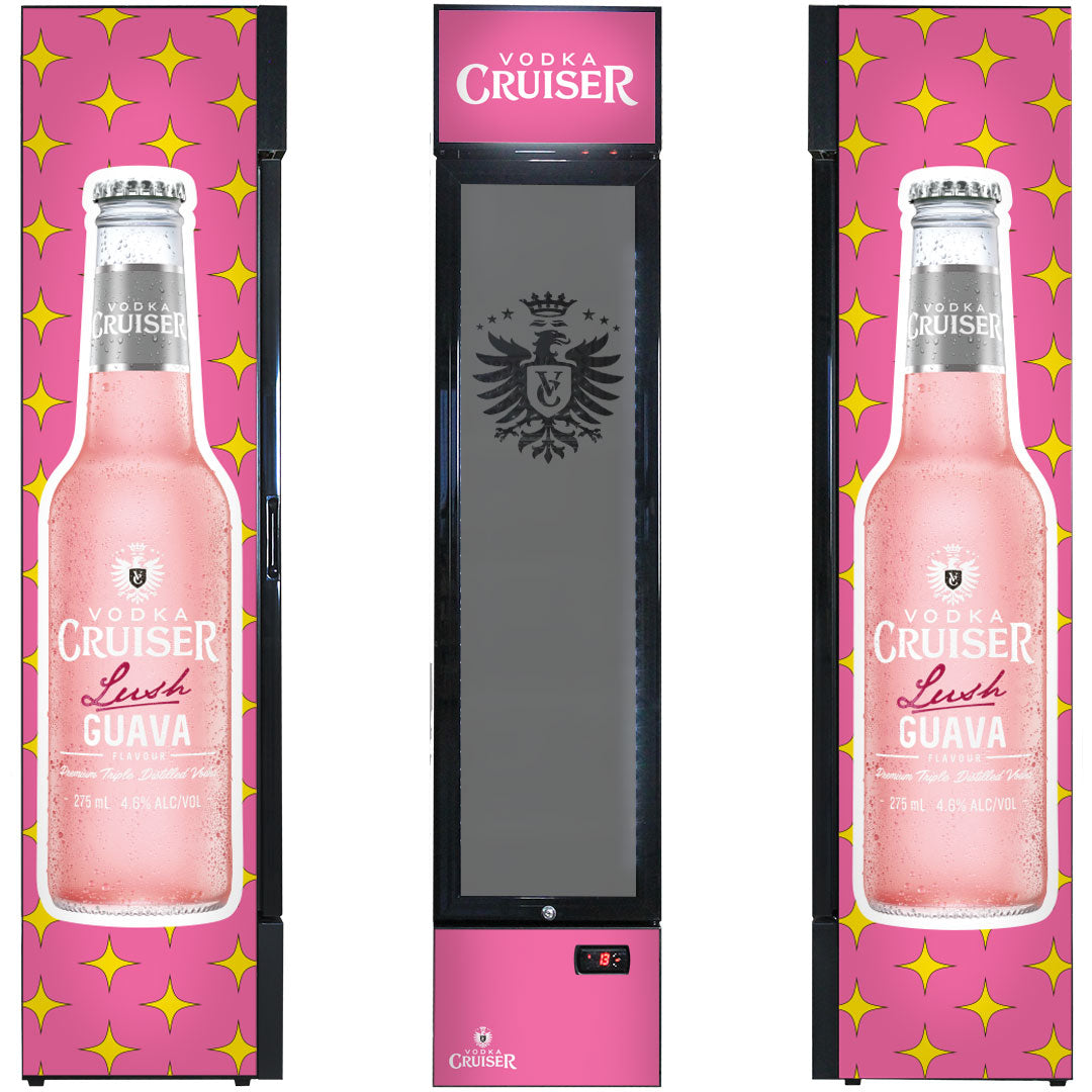 vodka cruiser Vodka Cruiser Branded Skinny Upright Bar Fridge - Model SS-P160-VC | Retrocade - Image 4