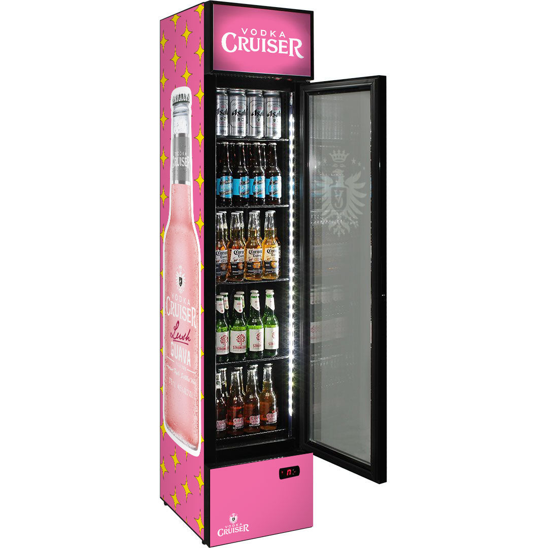 vodka cruiser Vodka Cruiser Branded Skinny Upright Bar Fridge - Model SS-P160-VC | Retrocade - Image 6