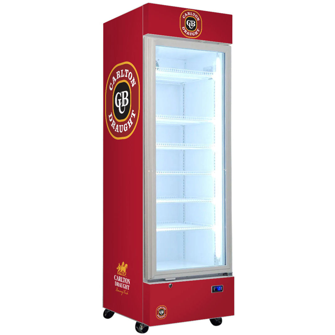 carlton draught Carlton Draught - Upright Quiet Running Glass Door Bar Fridge - Model SC372W-DRAUGHT | Retrocade