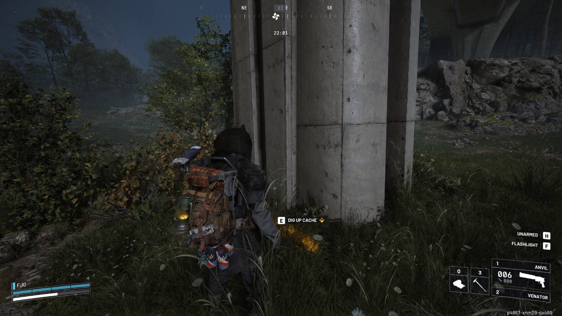The player in Arc Raiders standing next to the cache for the "A Path Not Yours" quest.