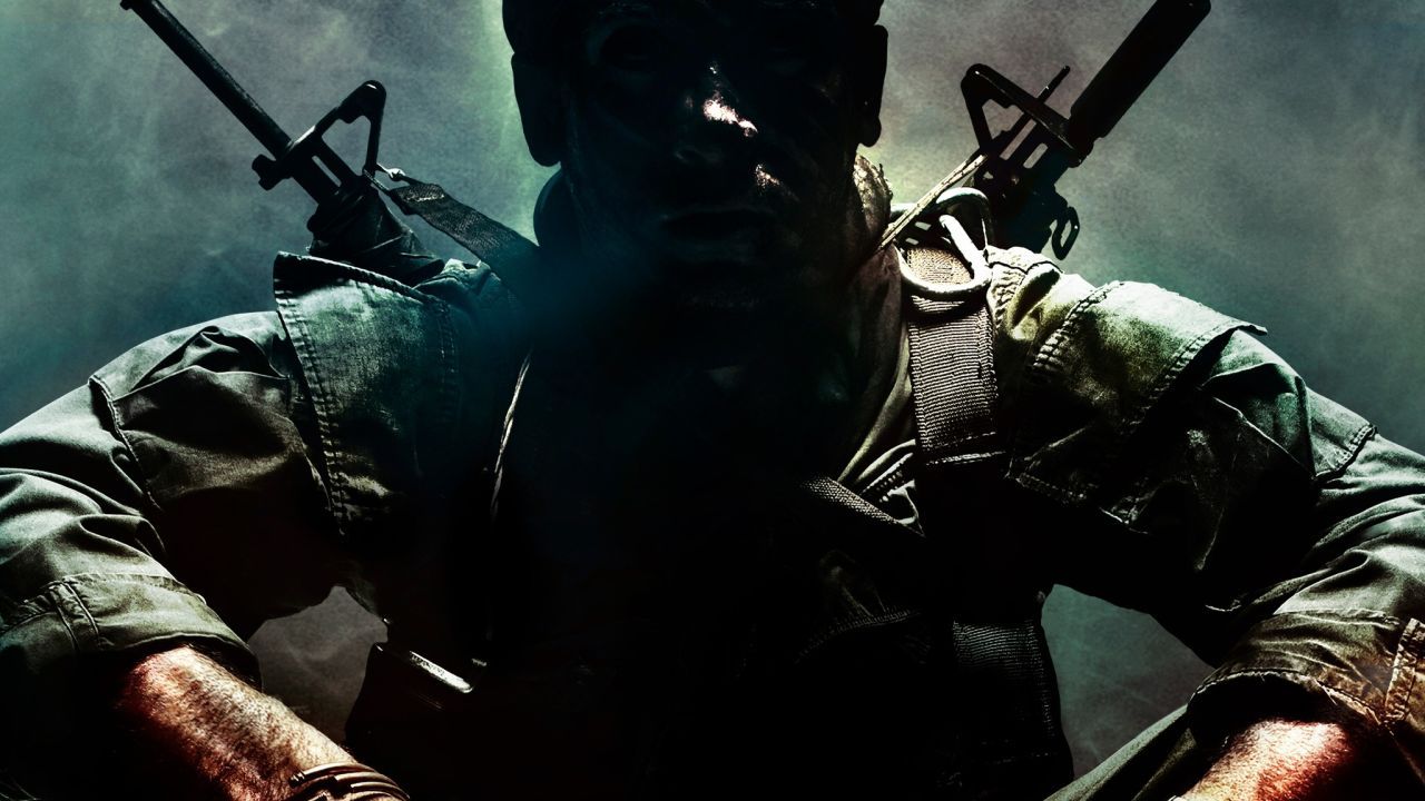 Image from the cover of Call of Duty: Black Ops, showing a soldier staring directly toward the viewer, nearly a silhouette.