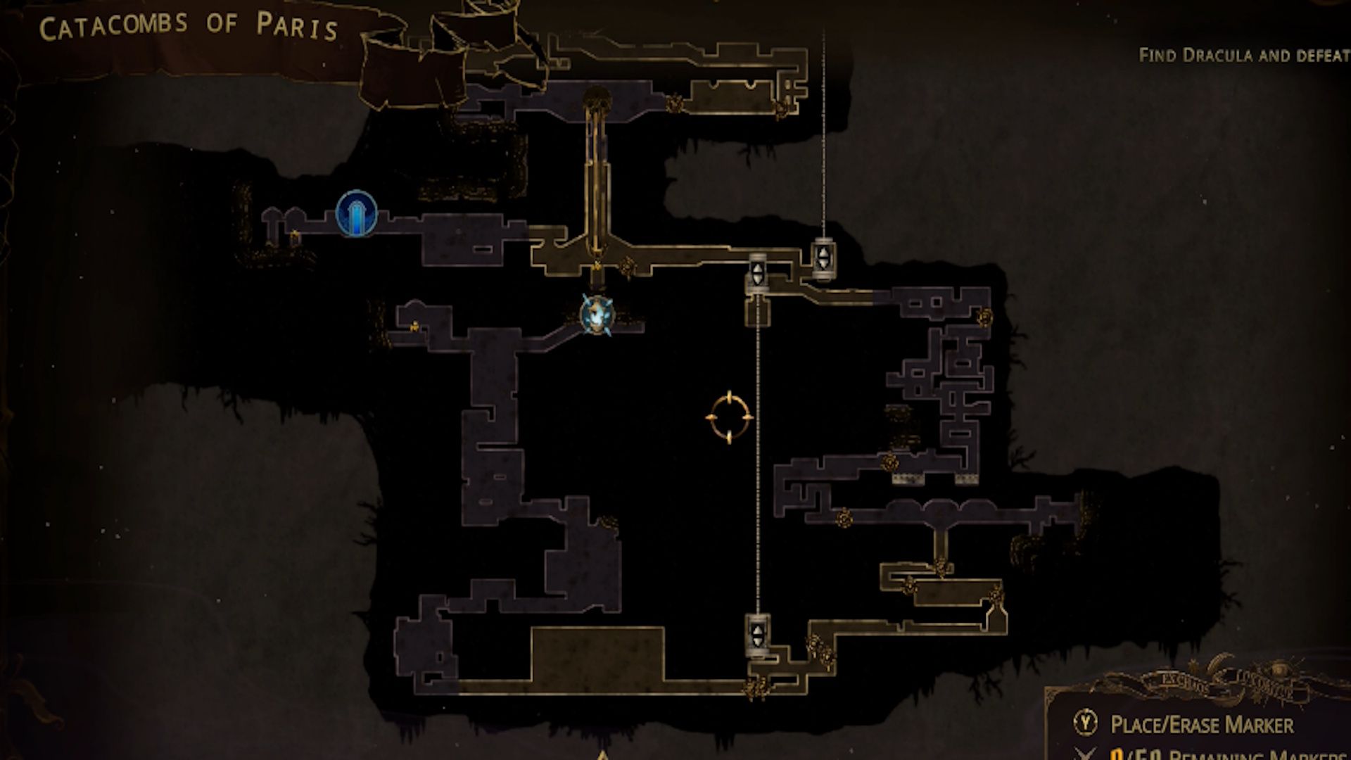 A map showing where the Boatman fast travel point is in Castlevania Belmont's Curse