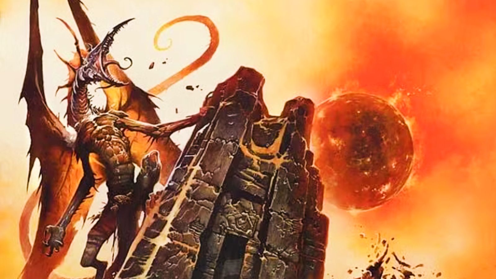A detail from the cover of a D&D Dark Sun book showing Boris the Dragon