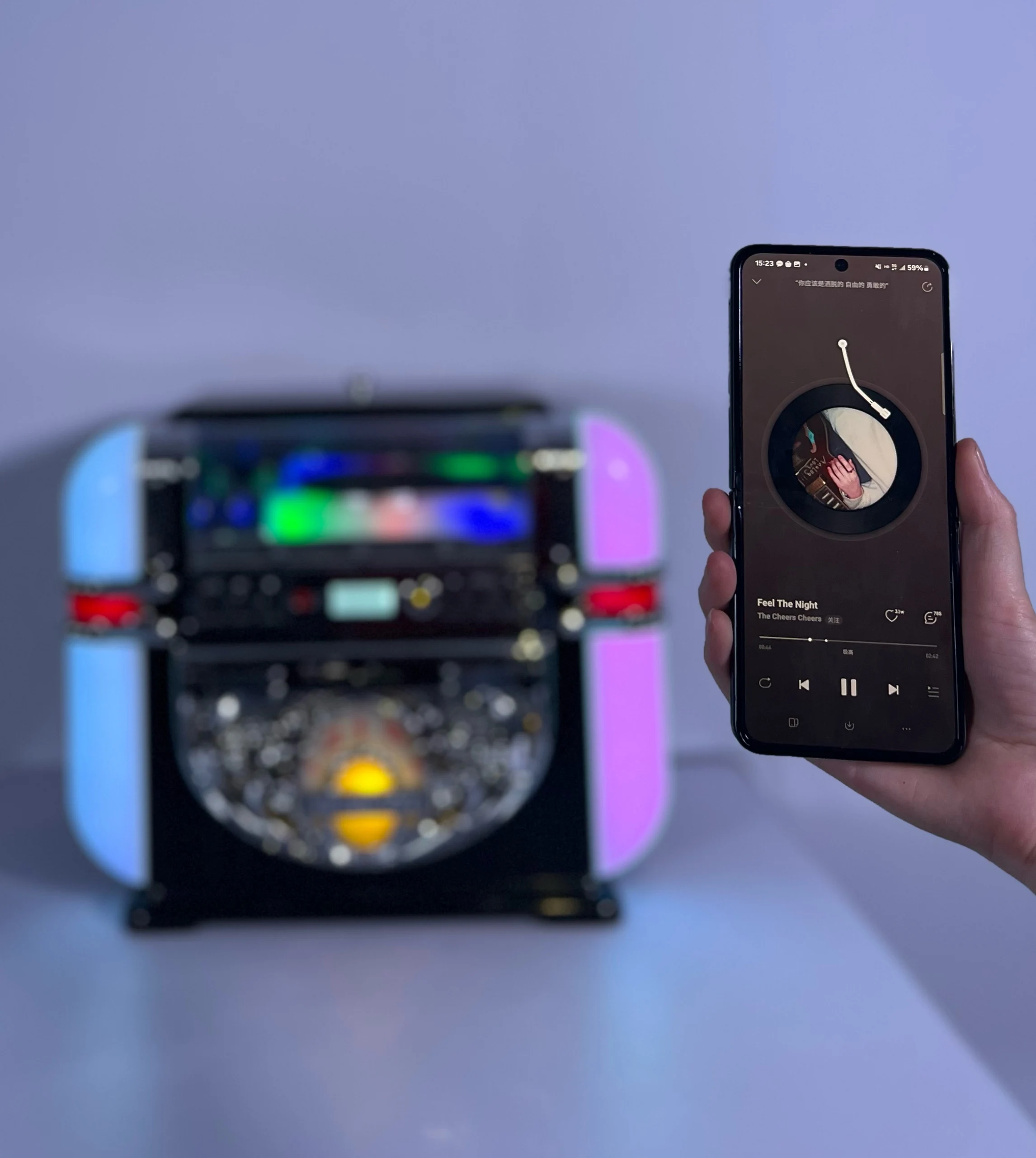 Digital Tabletop LED Jukebox – Bluetooth 5.1 CD Player, USB, SD & FM Radio 4322