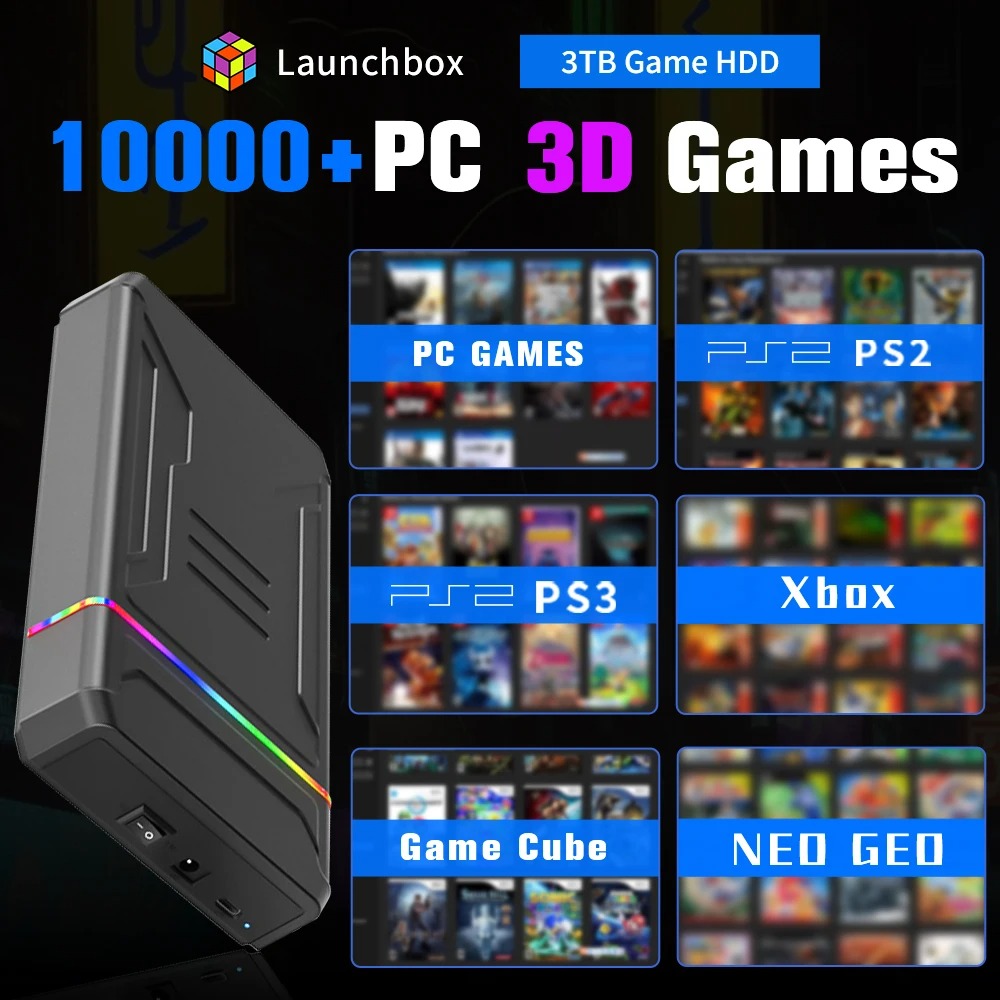 LaunchBox 3TB Game Hard Drive 10,000+ Games USB 3.0 for Windows PC
