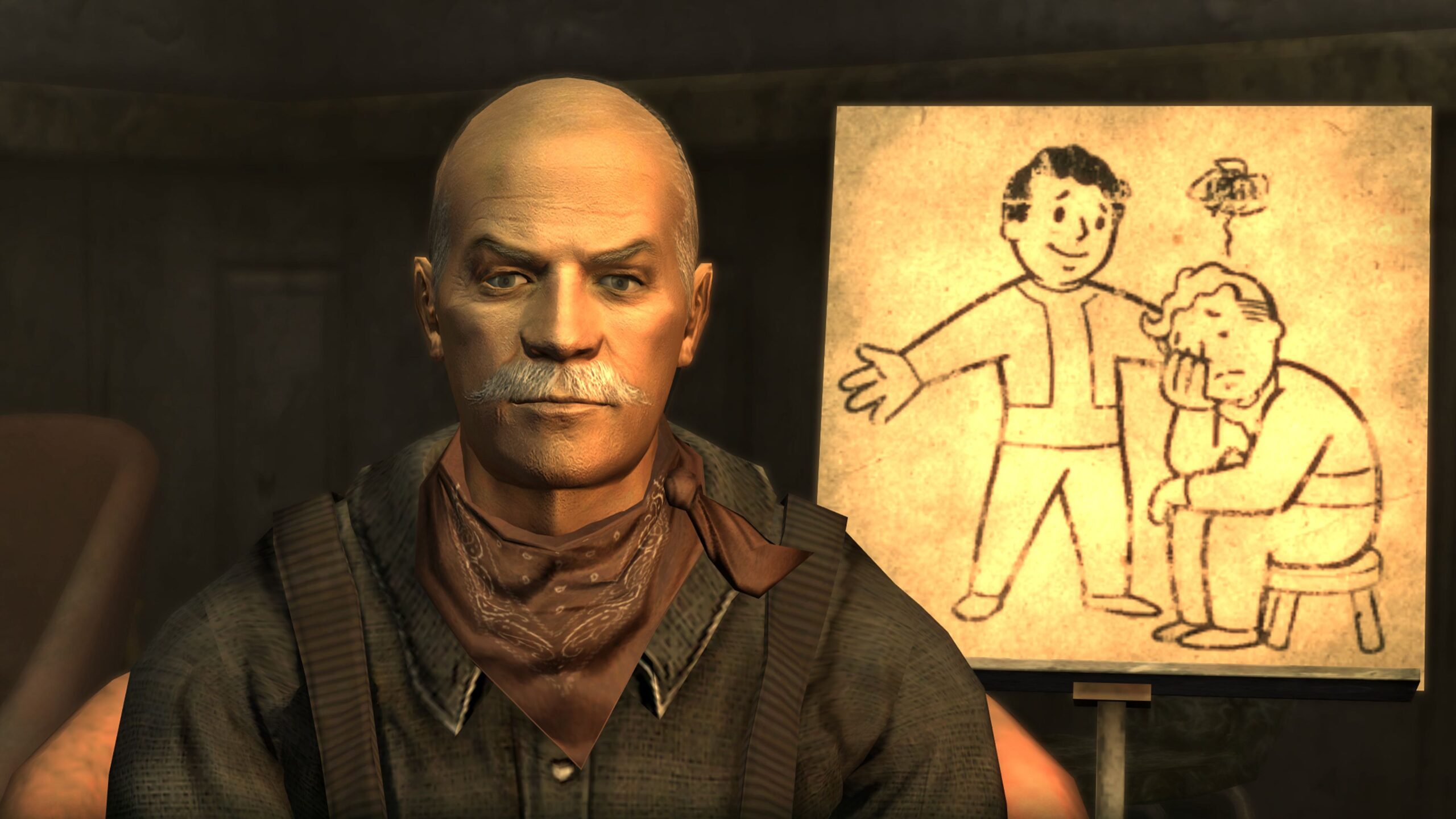 Doc Mitchell questions the player about their traits in Fallout: New Vegas.