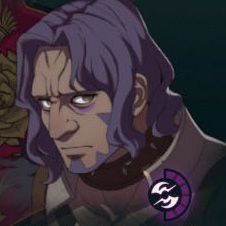 A man with shaggy dark purple hair and some light facial hair on his chin in Fire Emblem: Fortune's Weave