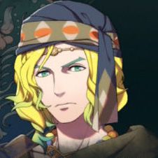 A man with blonde hair that has blue-green tips, wearing a bandana in Fire Emblem: Fortune's Weave
