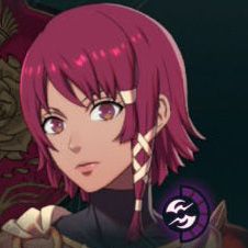 A woman with a short red bob with some ties in her hair in Fire Emblem: Fortune's Weave