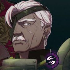 A dark-skinned man with white hair and an eyepatch in Fire Emblem: Fortune's Weave