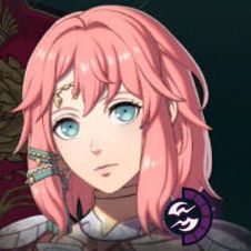A pink-haired girl with light blue eyes in Fire Emblem: Fortune's Weave