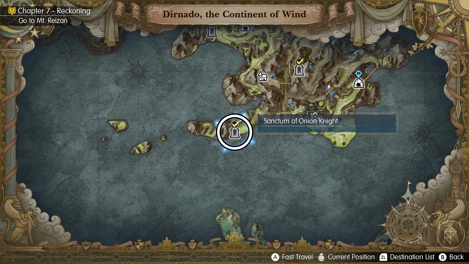 A Final Fantasy Resonance map showing where you can find the Onion Knight