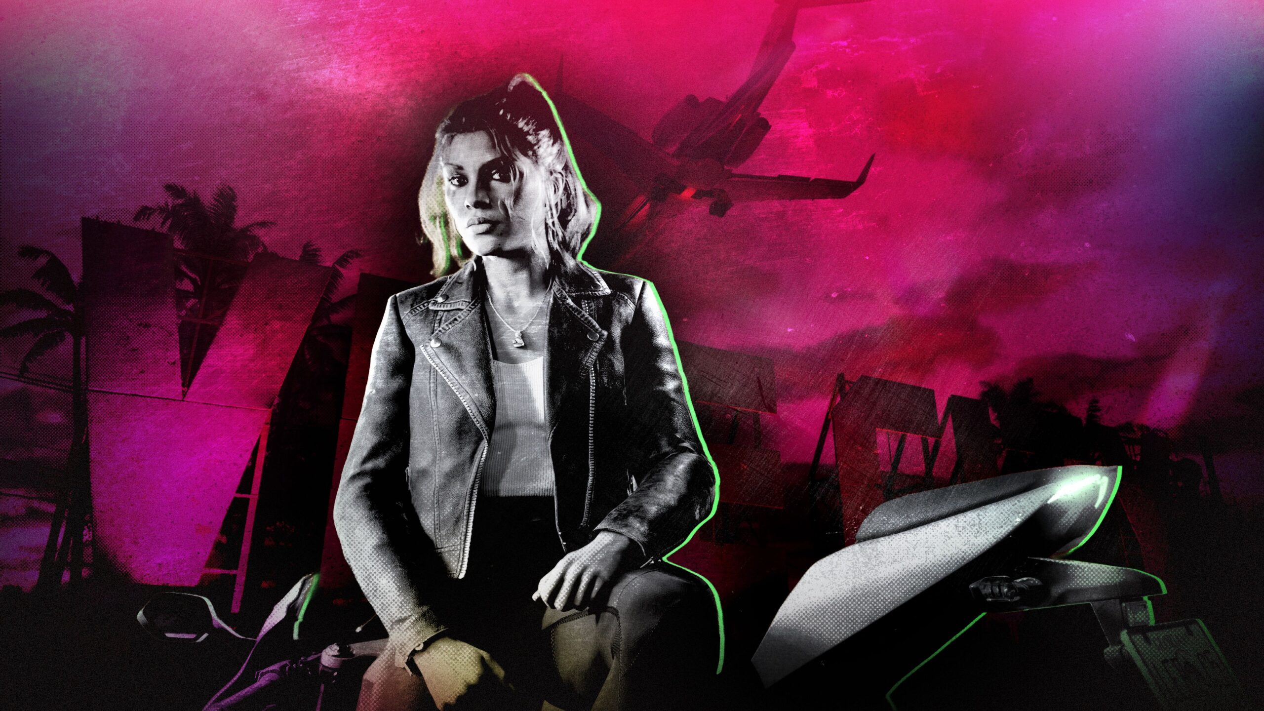 Lucia Caminos in GTA 6, as she sits on a motorcycle.