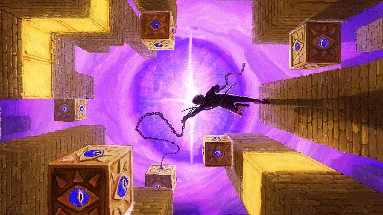 A character runs along a wall in He Who Watches.