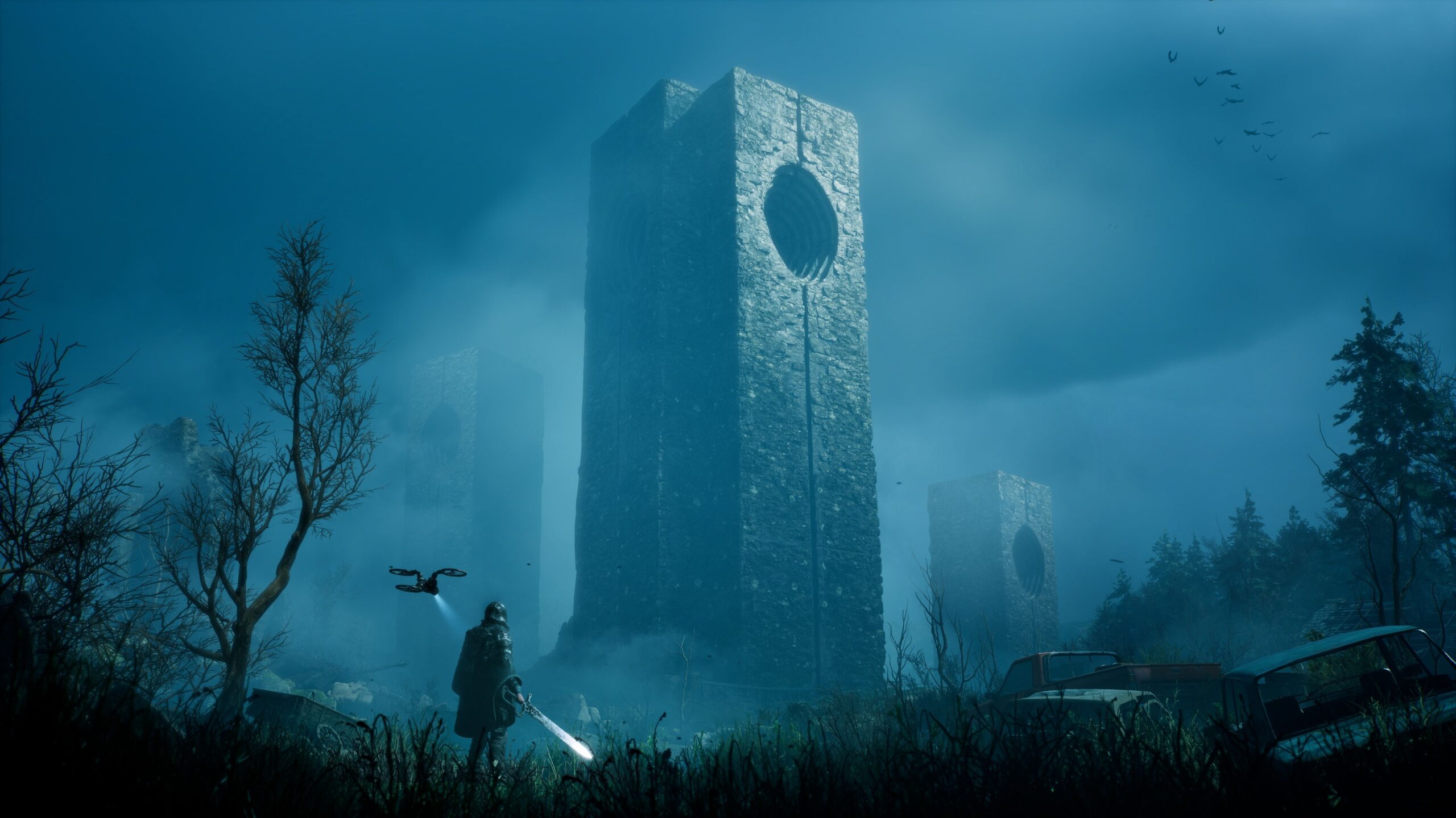 Remi approaching a tower in a screenshot from Hell Is Us.