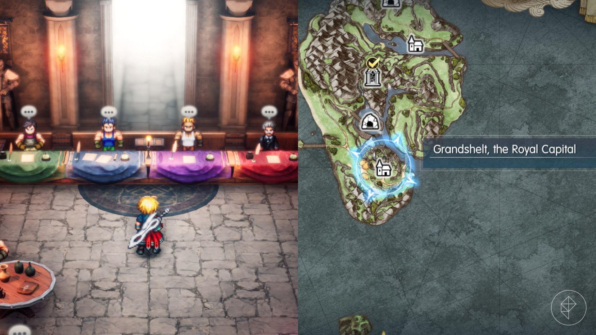 Rain stands in front of the colosseum desk in Final Fantasy Resonance.