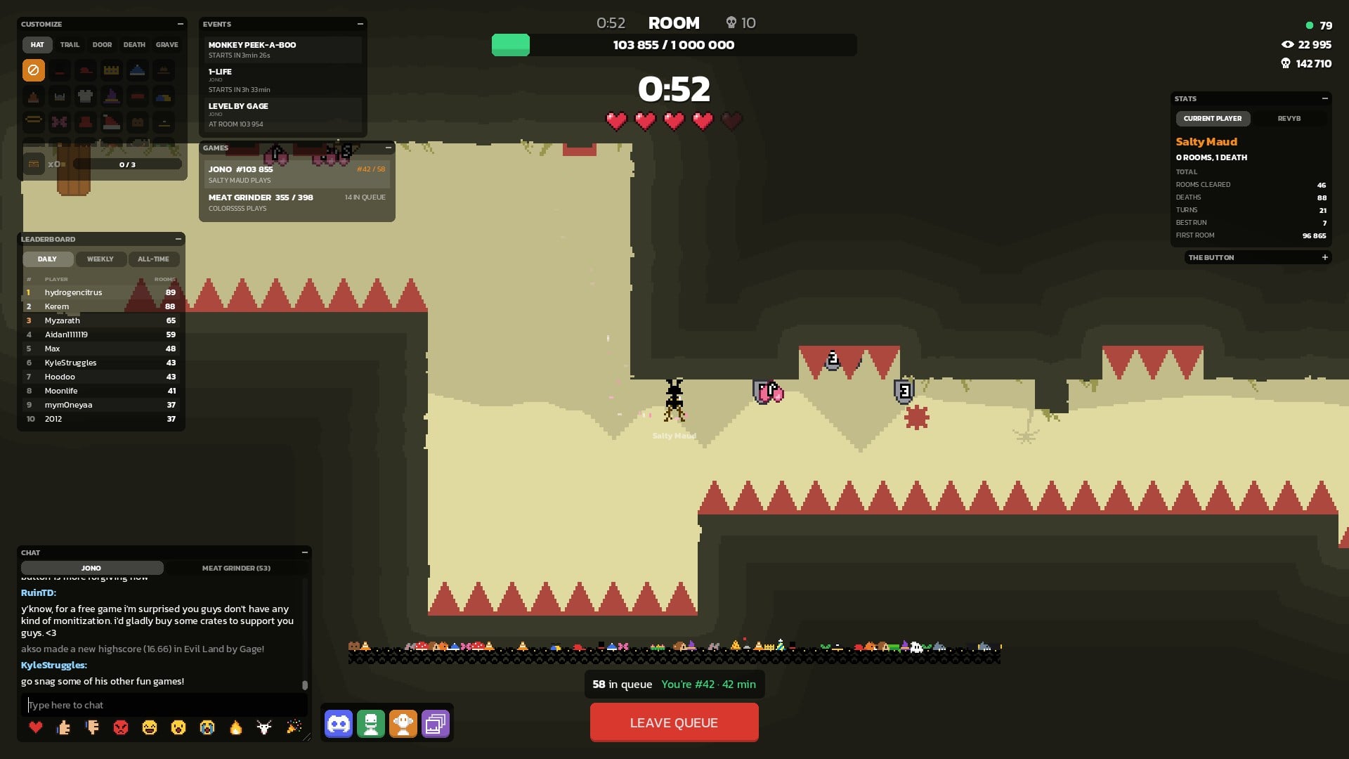 Jono Turns One-Minute Platforming Into a Worldwide Queue
