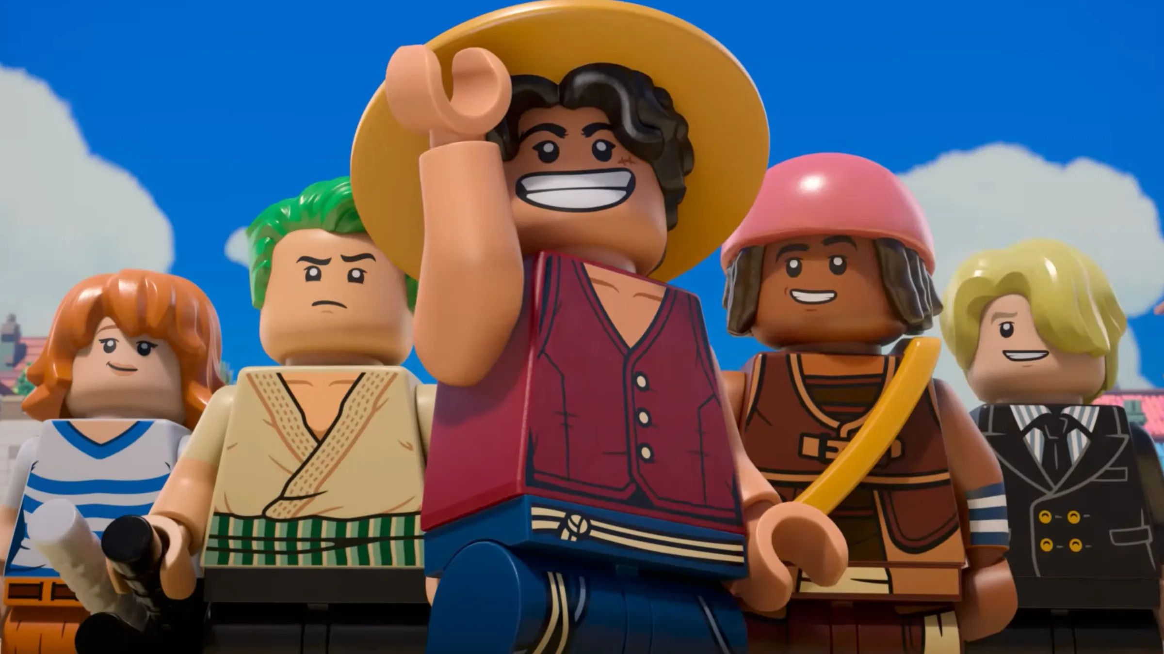 Lego One Piece animated special image showing the Straw Hat pirates in Lego form