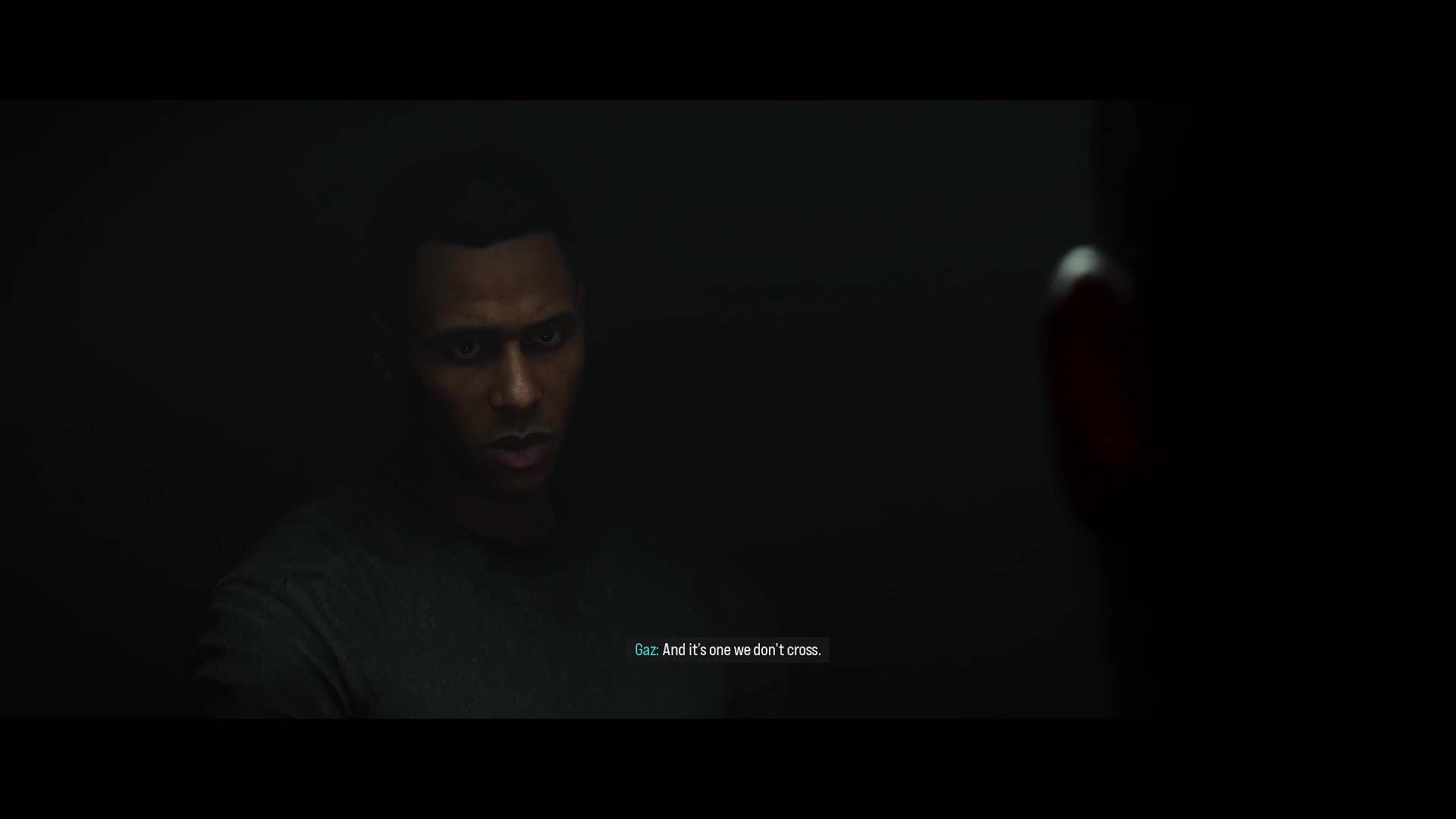 A Modern Warfare 4 screenshot showing Gaz in a cutscene.