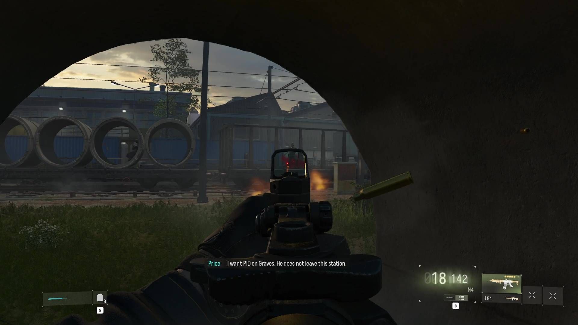A Modern Warfare 4 screenshot showing the player shooting an assault rifle.