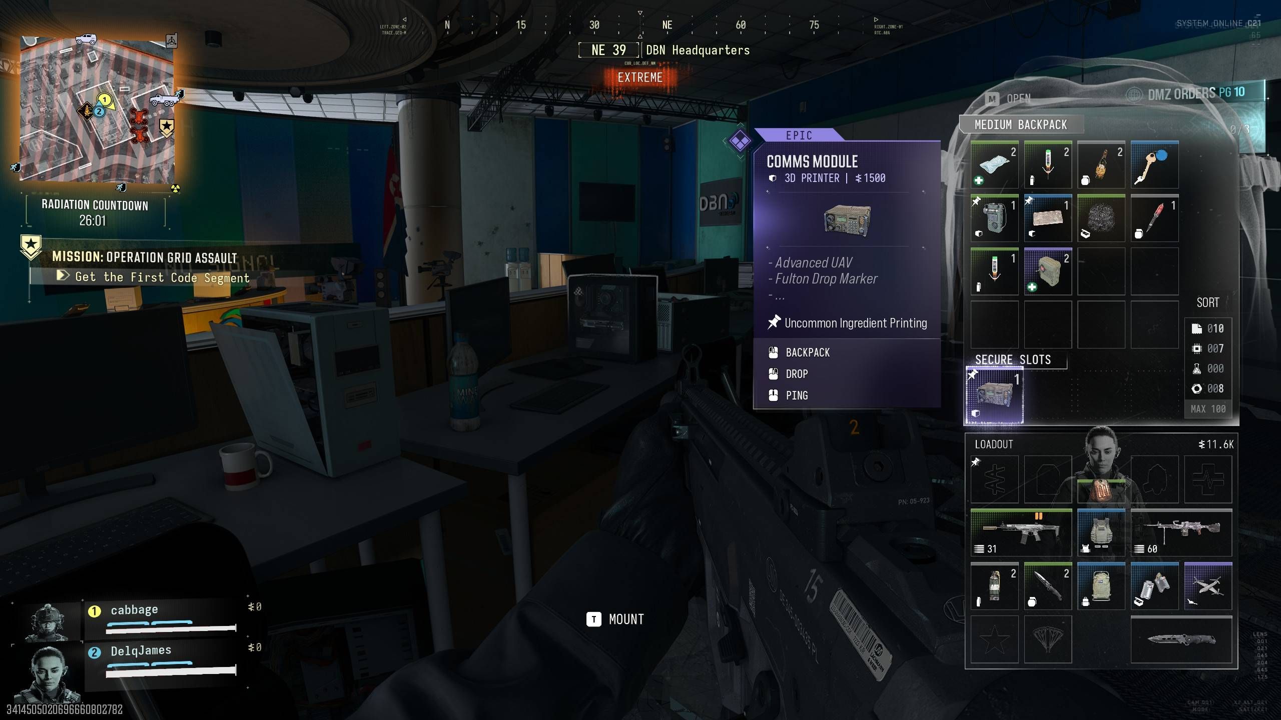 A comms module in the player's inventory in DMZ.