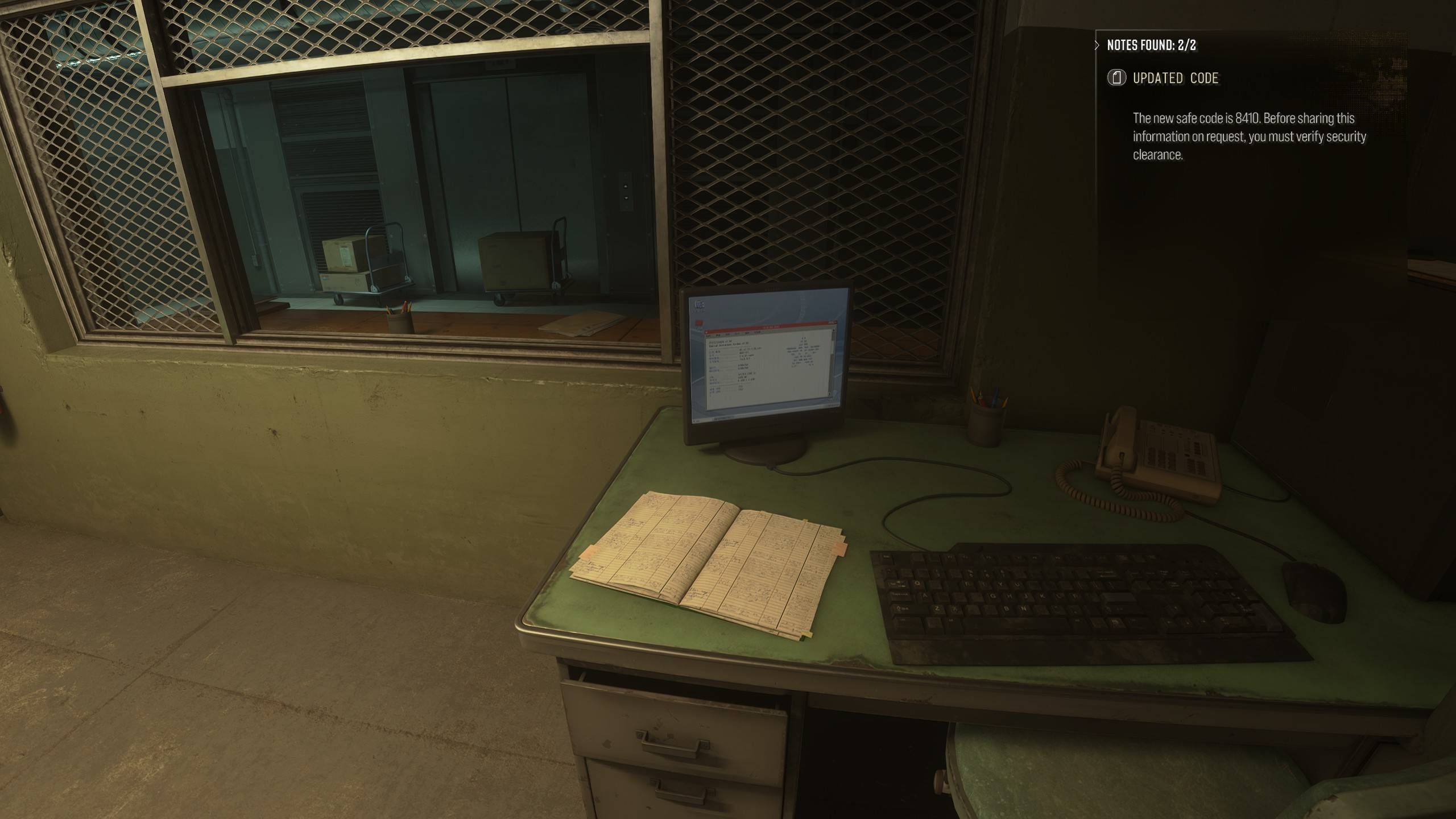 The note with the safe code during the "Escape" mission in Modern Warfare 4.