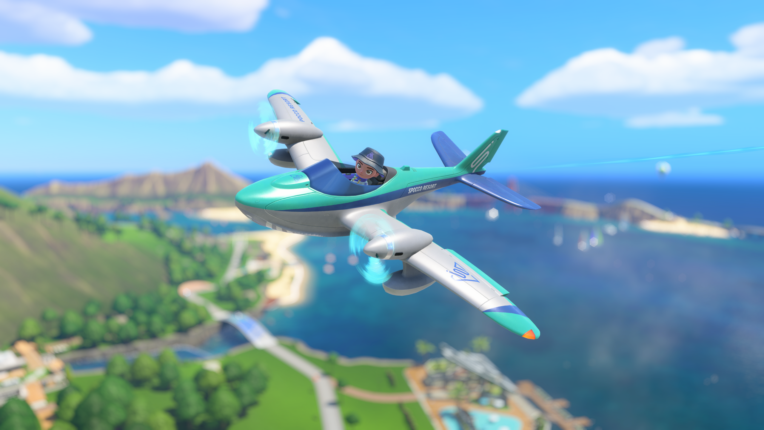 A plane flies over Wuhu Island in Nintendo Switch Sports Resort.