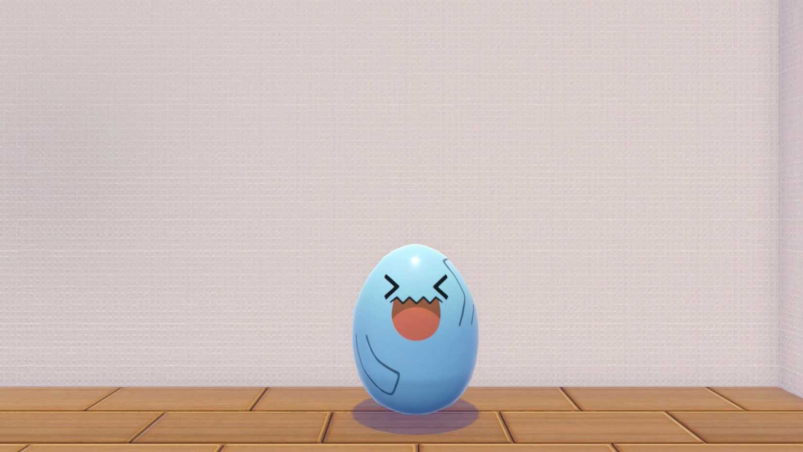 A inflatable egg-shaped toy that looks like a Wobbuffet in Pokopia.