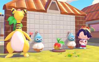 An Ampharos and Ditto pose next to a
