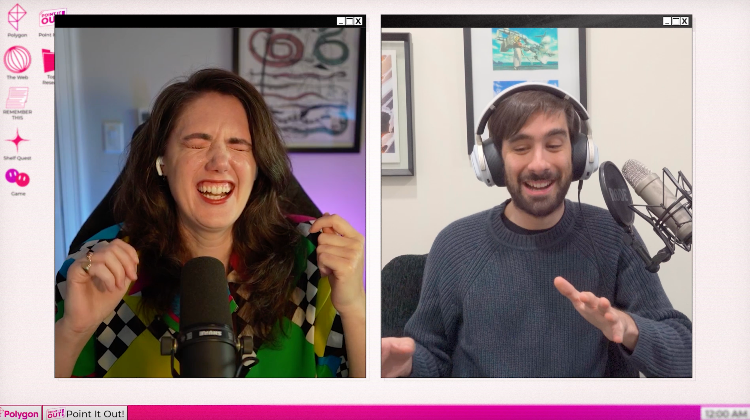 Simone and Giovanni laugh in an episode of Point It Out!