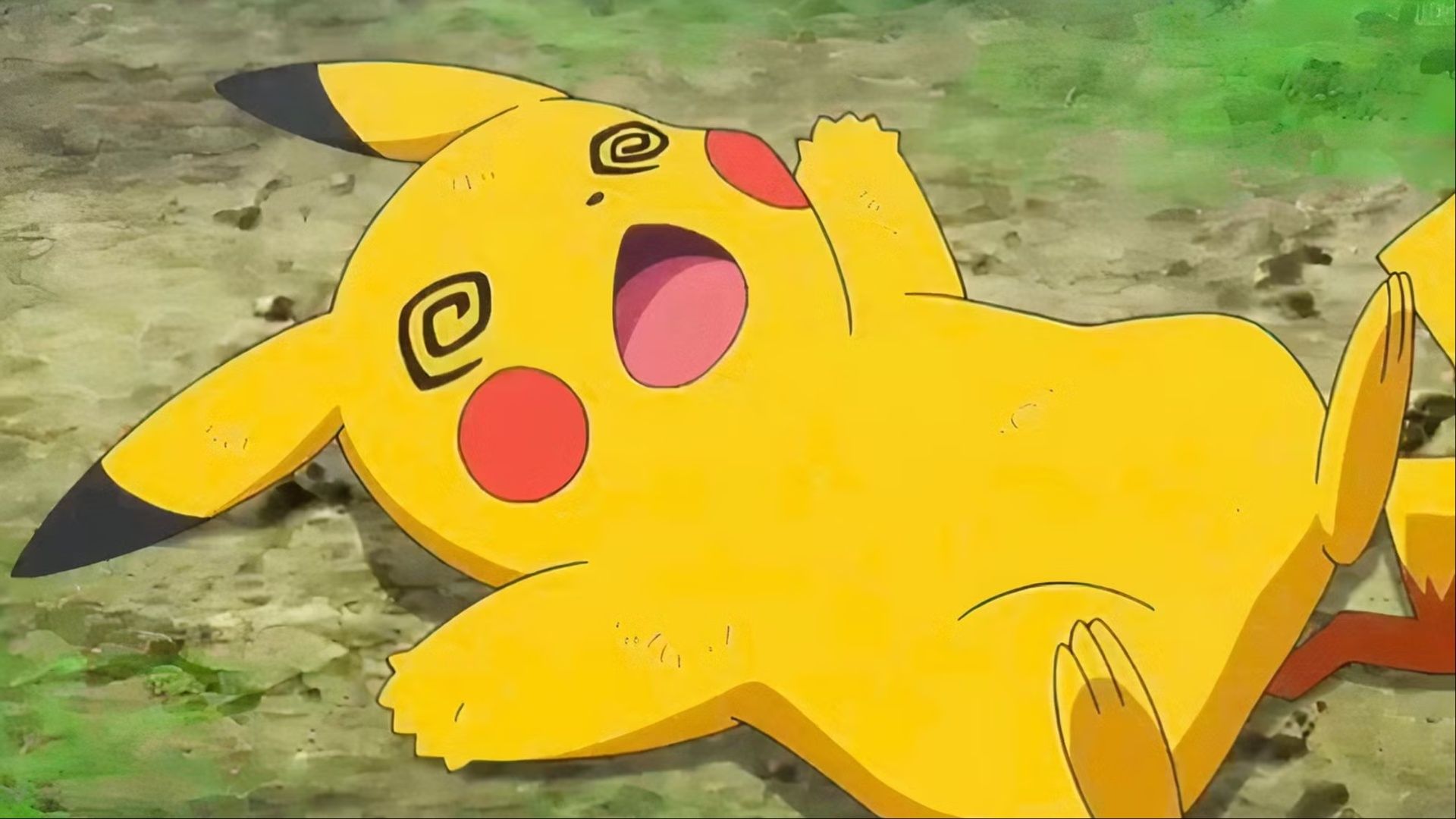 pikachu on the ground after being knocked out
