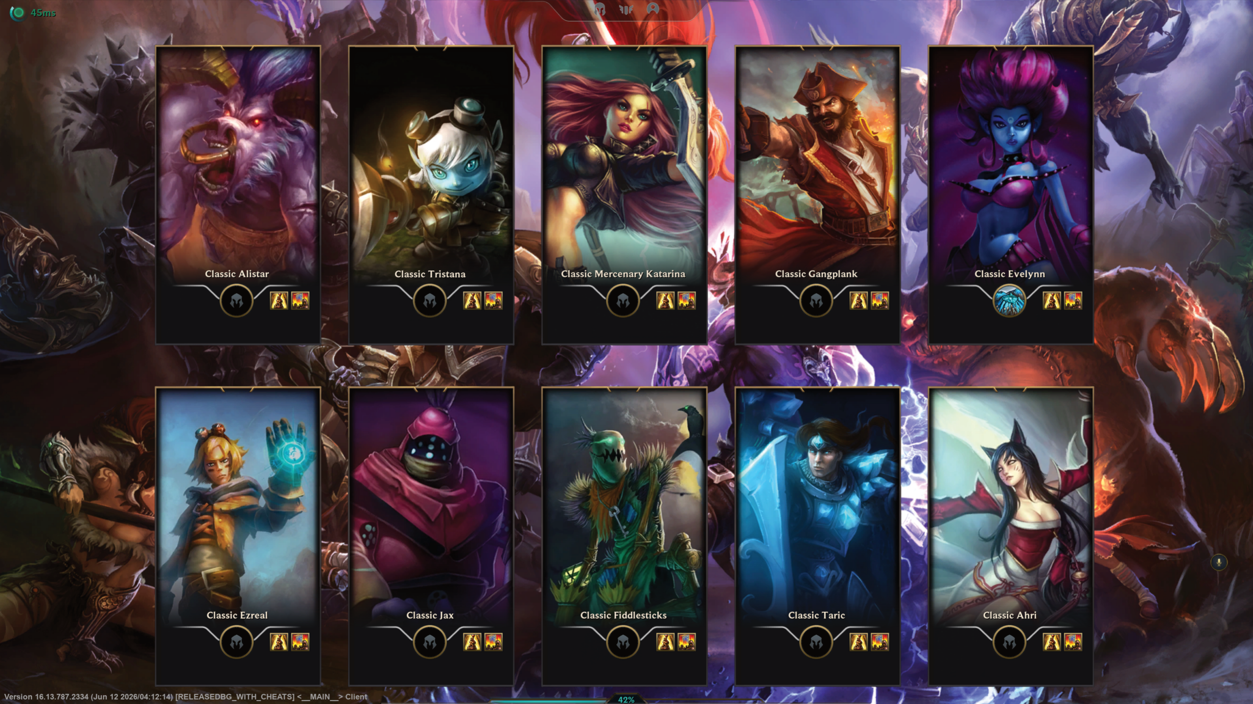 A League of Legends Classic loading screen featuring champions 10 champions.
