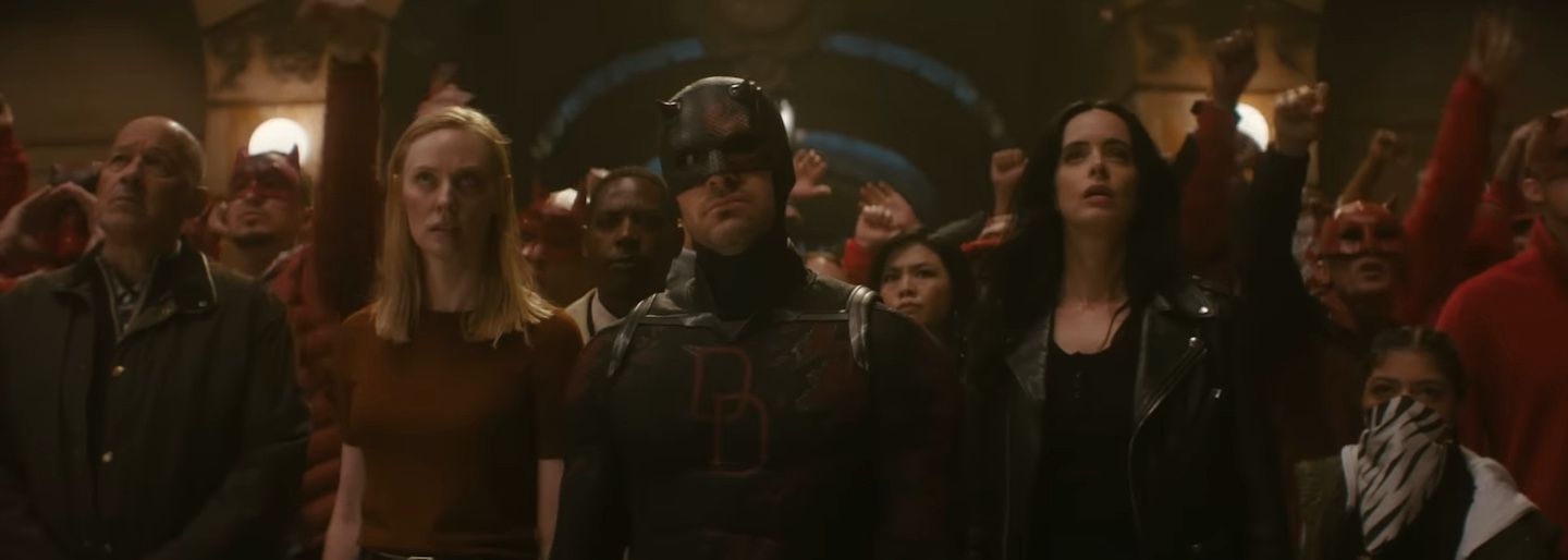 Daredevil stands with his supporters that stormed the courthouse