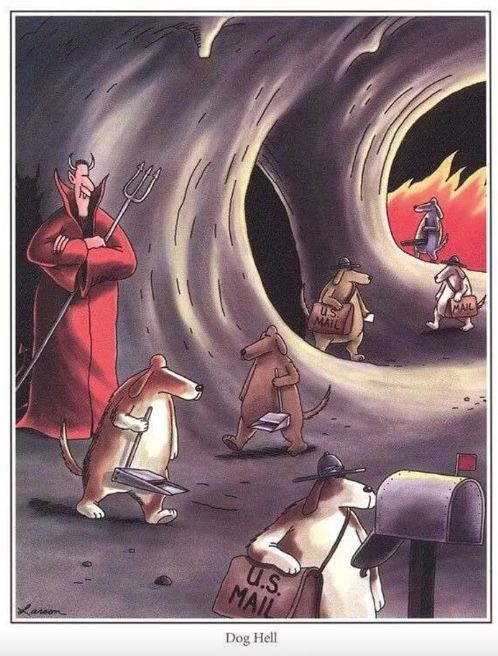 The Far Side dog hell