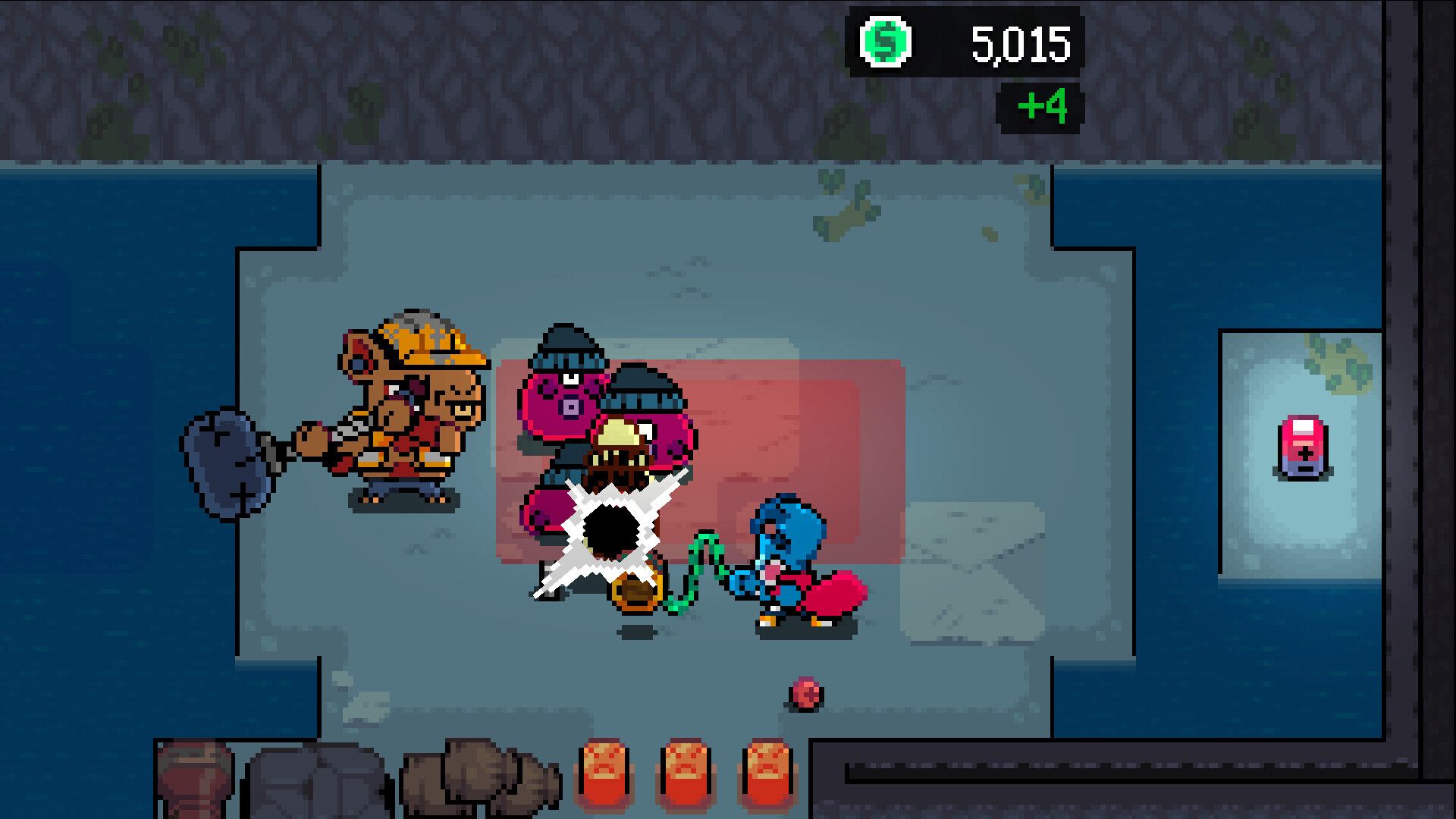 Pipistrello and the Cursed Yoyo - Pippit unleashes a yoyo attack on some red blobs