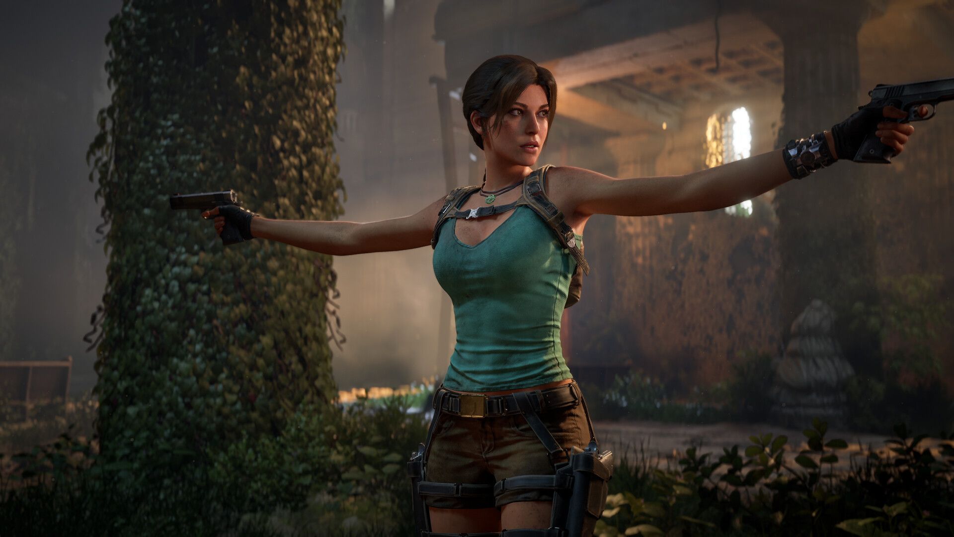 Lara Croft dual wields handguns in Tomb Raider: Legacy of Atlantis.