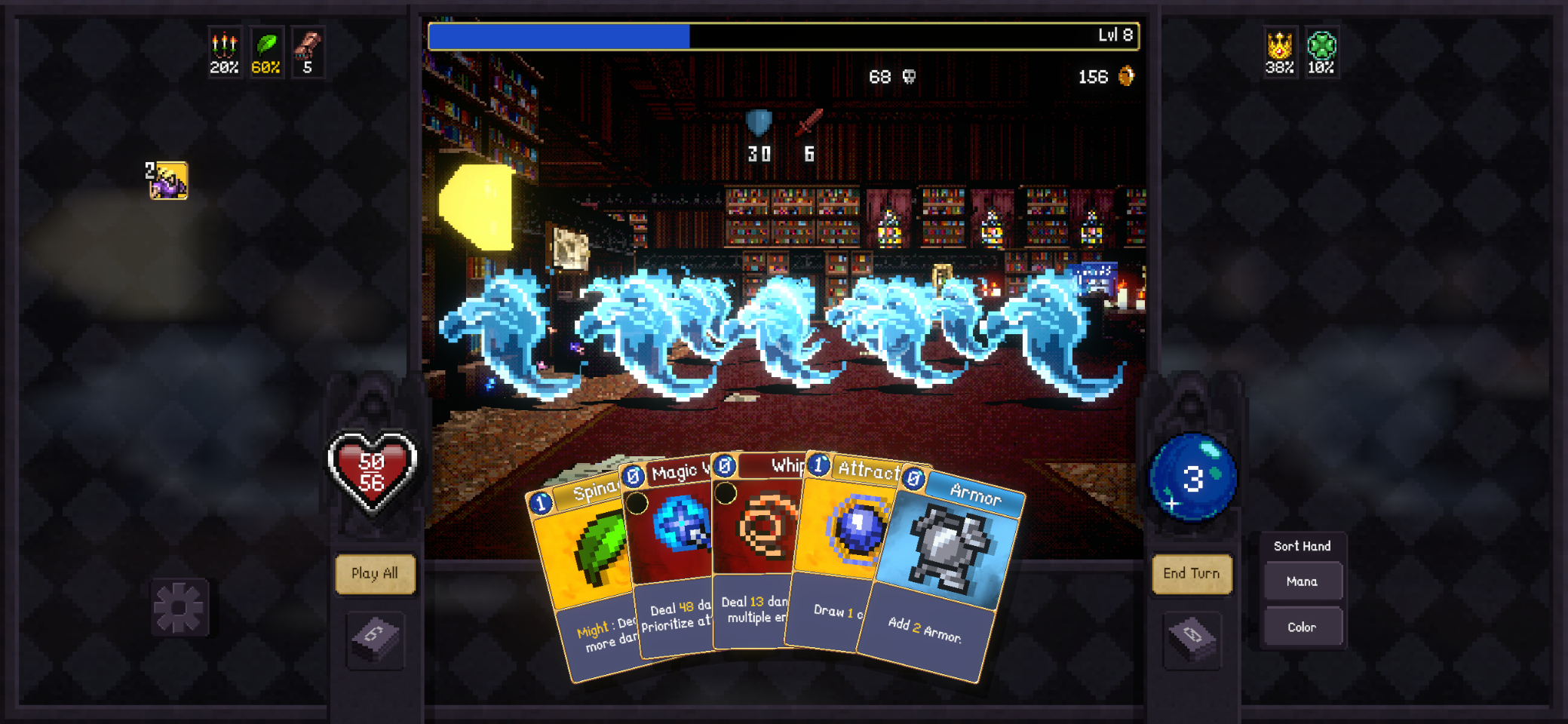A player battles ghosts in Vampire Survivors.