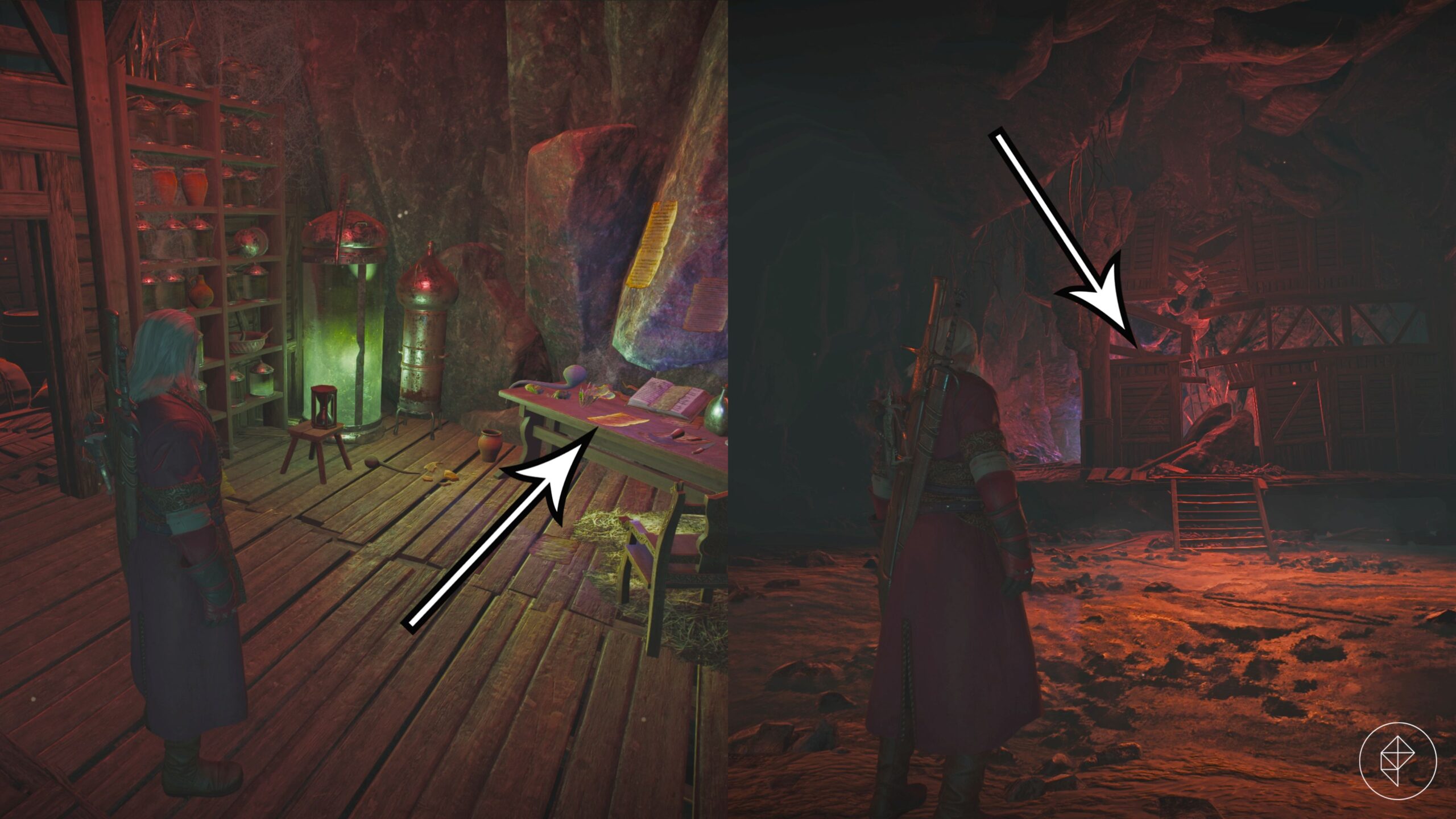 The two most important clue locations during the 'In the Eternal Flame's Shadow' quest in The Witcher 3: Wild Hunt.
