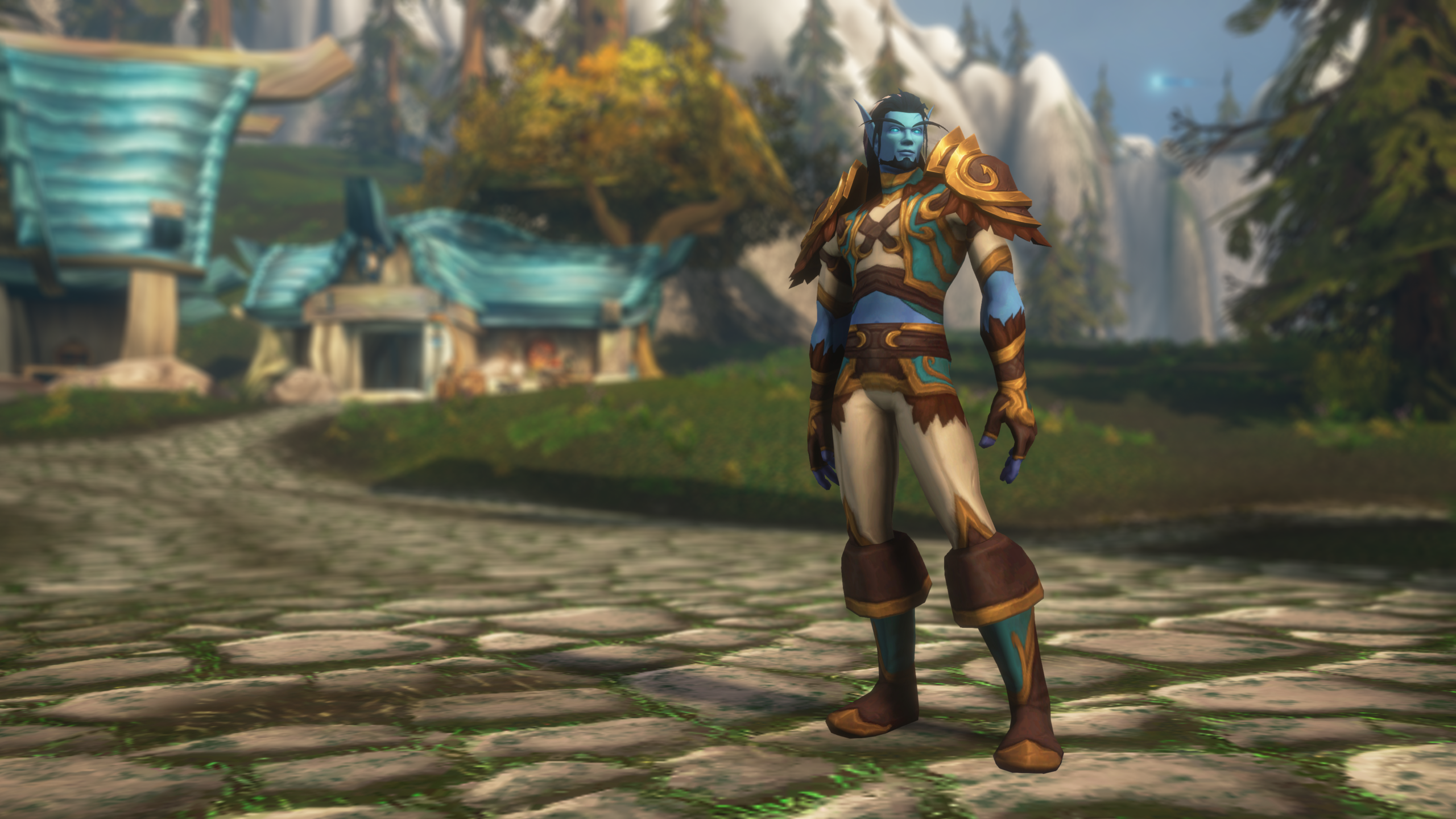 A preening male blue elf